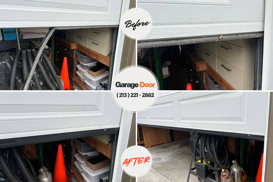 Before and after: garage door repair Port Washington North, NY